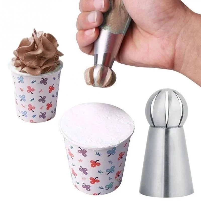 3Pcs/Set Stainless Steel Pastry Nozzle Russian Ball Pastry Nozzles Russian Icing Piping Nozzle Tips Cake Decoration Tools,cake decorating tip set,cake icing nozzles,baking nozzle set,cake decorating nozzle set