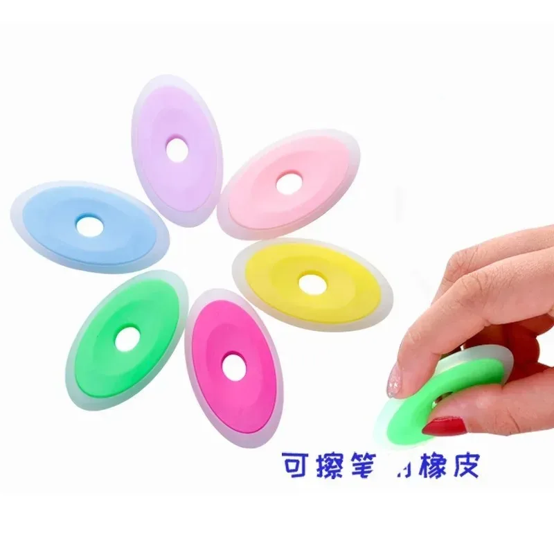 6 개/대 지울 수 있는 젤 펜 중립 지울 수 있는 펜 교정 용품을 위한 특수 고무 컬러 타원형 지우개 학교 사무실 문구