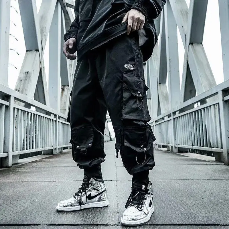 Wongn Harem Jogger Pants Men Streetwear Cargo Pants Hip Hop Ribbons Casual  Mens Pants Anklelength Men Tr in 2023  Mens pants casual Streetwear men  outfits Men trousers