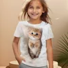 2024 Girl Clothes Short Sleeve Children's Clothing 2 to 8 Years One Piece Cat Graphic T Shirts Kawaii Tops Boys Summer Clothes 2