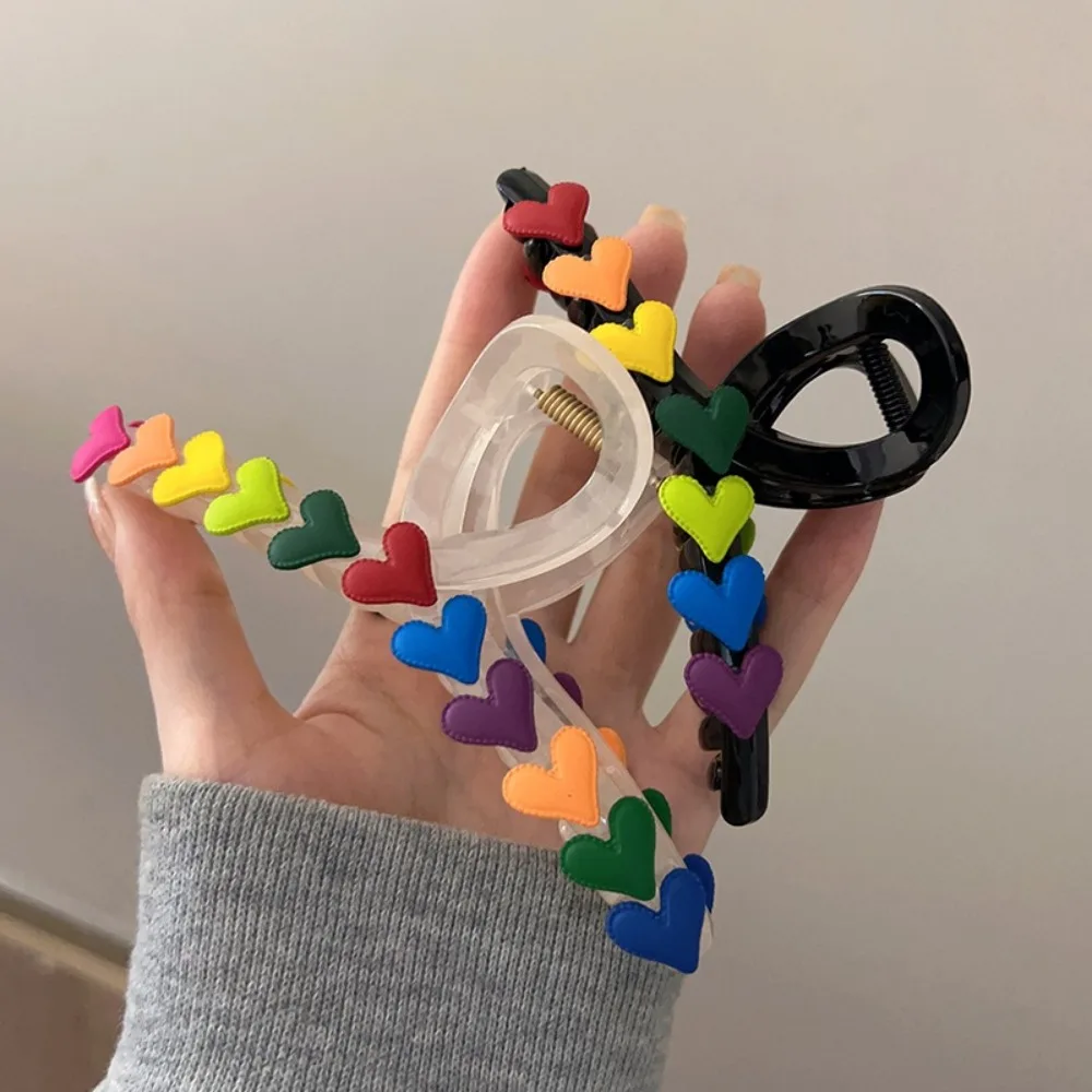 

Acrylic Love Hair Claw Rainbow Love Jelly Love Clip Vintage Claw Headdress for Summer Women Girls