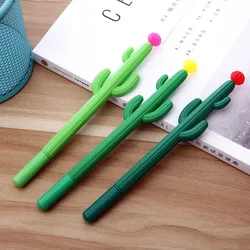 Stylos Gel Cactus à encre noire 0.5mm, 2 pièces, stylo à Signature de dessin animé, outils d'écriture, fournitures scolaires, papeterie Kawaii, cadeau pour enfants 