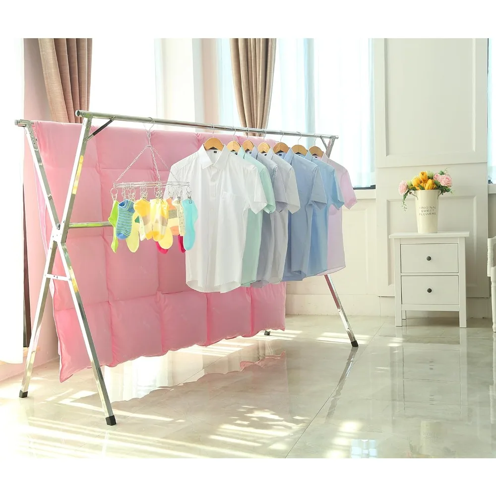 Clothes Drying Rack Collapsible, Heavy Duty Laundry Dryer Racks Foldable, Space Saving for Indoor Outdoor, Hanging Garment 2