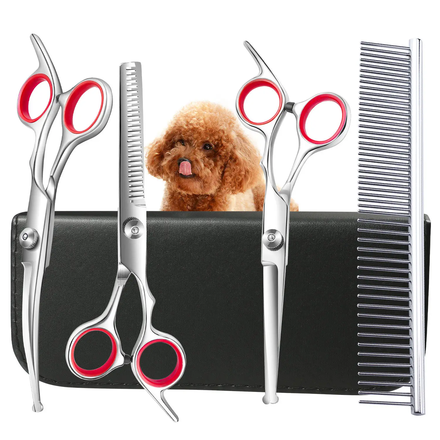 Dog Grooming Scissors Dog Grooming Scissors Kit Professional Stainless Steel Pet Hair Cutting Shears Safety Round Tip Pet Grooming Scissors Kit