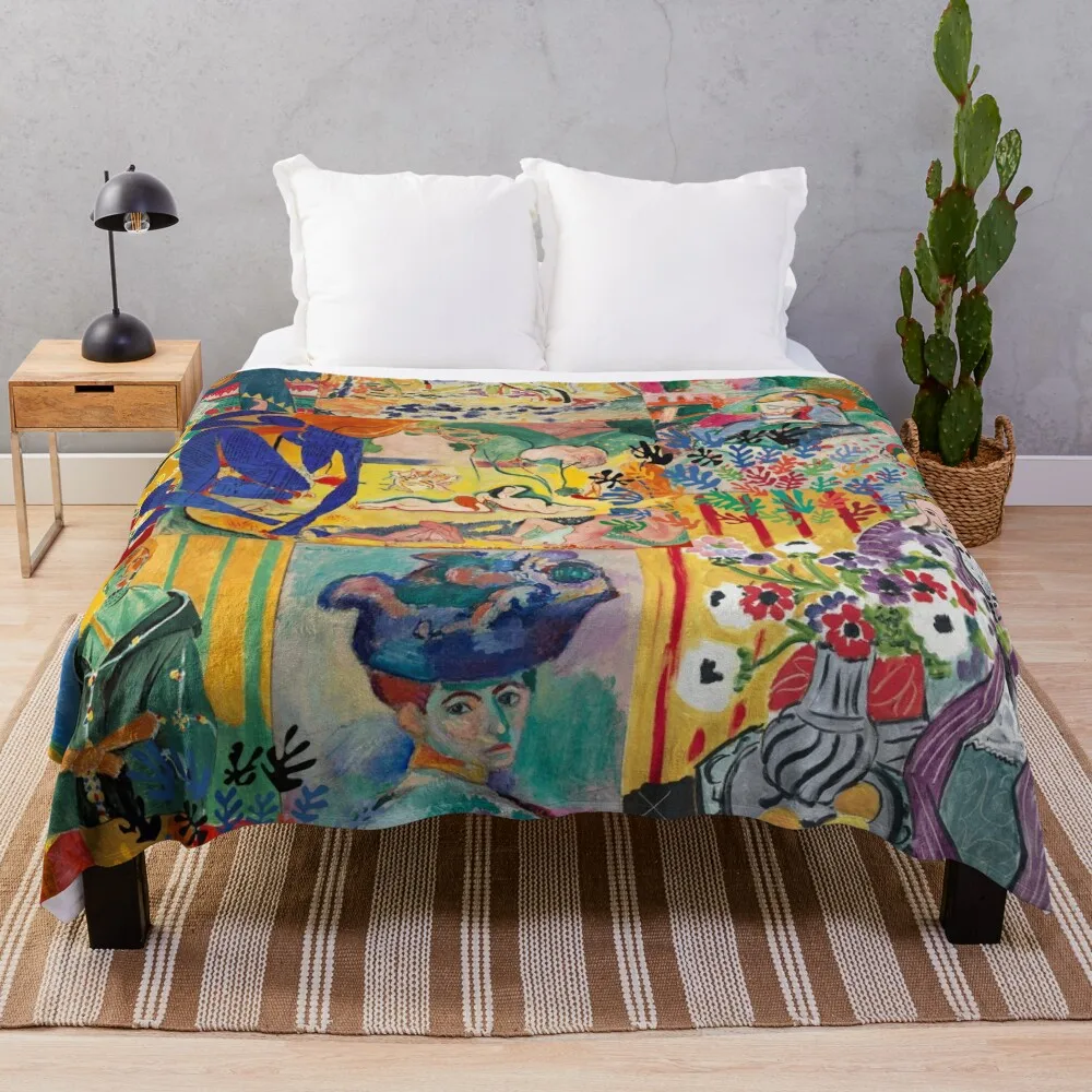

Matisse Collage Throw Blanket Flannel Blanket Decorative Throw Blanket Quilt Blanket