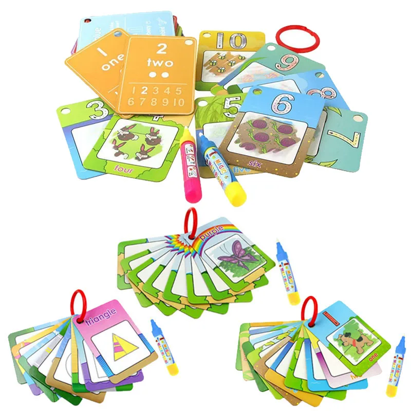 Educational Toys Water Drawing Book Drawing Toy Educational Drawing Toy Water Drawing Books Watercolor Doodle book Card 26 Digital Shapes And Colors