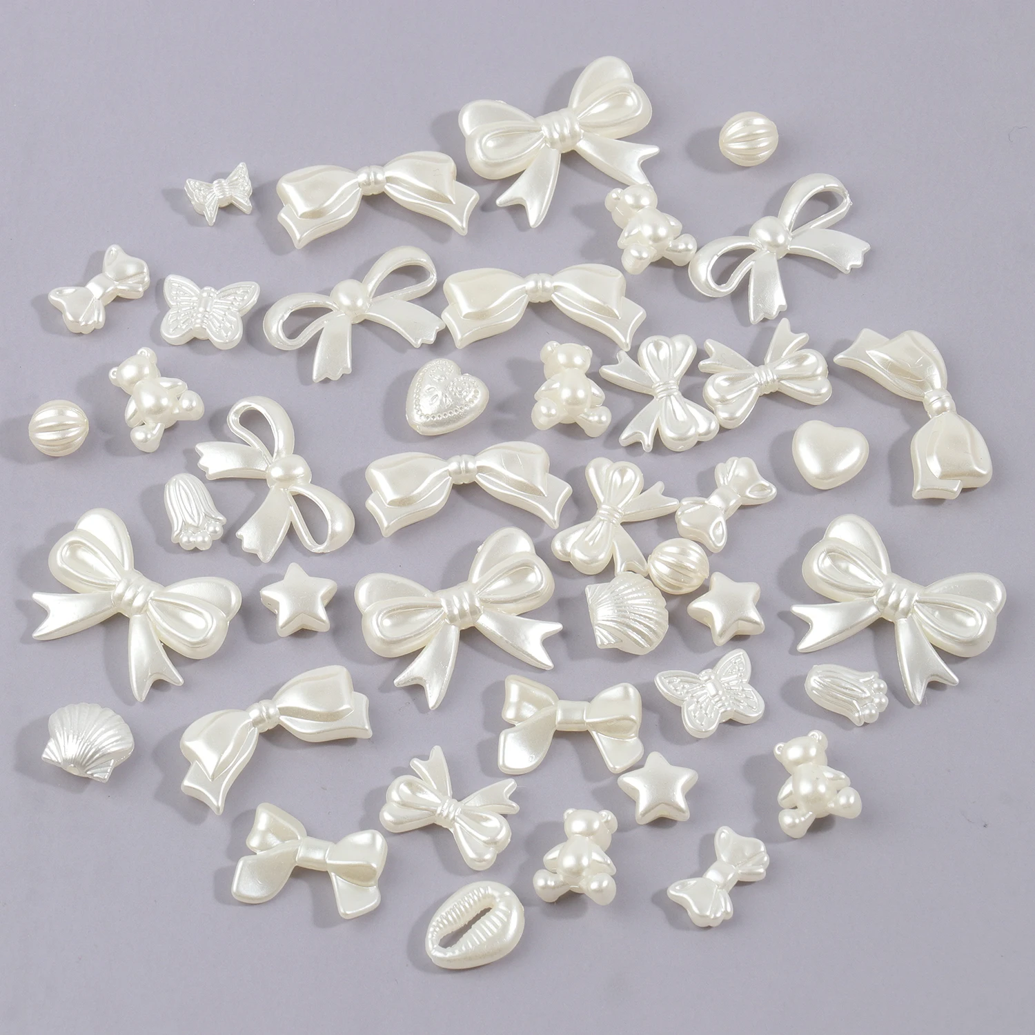 200x Plastic Beads Imitation Pearl Flower Bead Caps White Acrylic...
