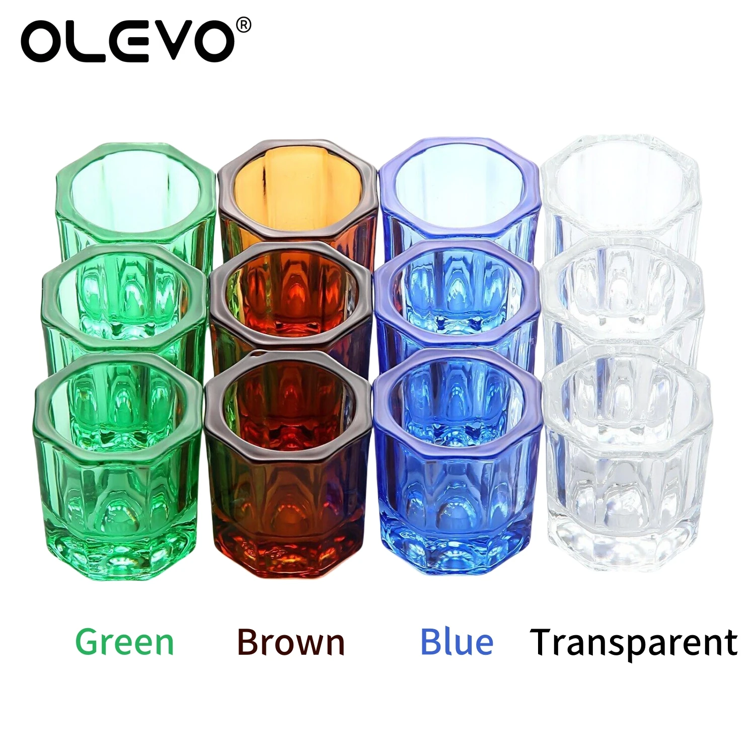 4-Piece Crystal Glass Dappen Dish Set for Dental and Nail Art Applications