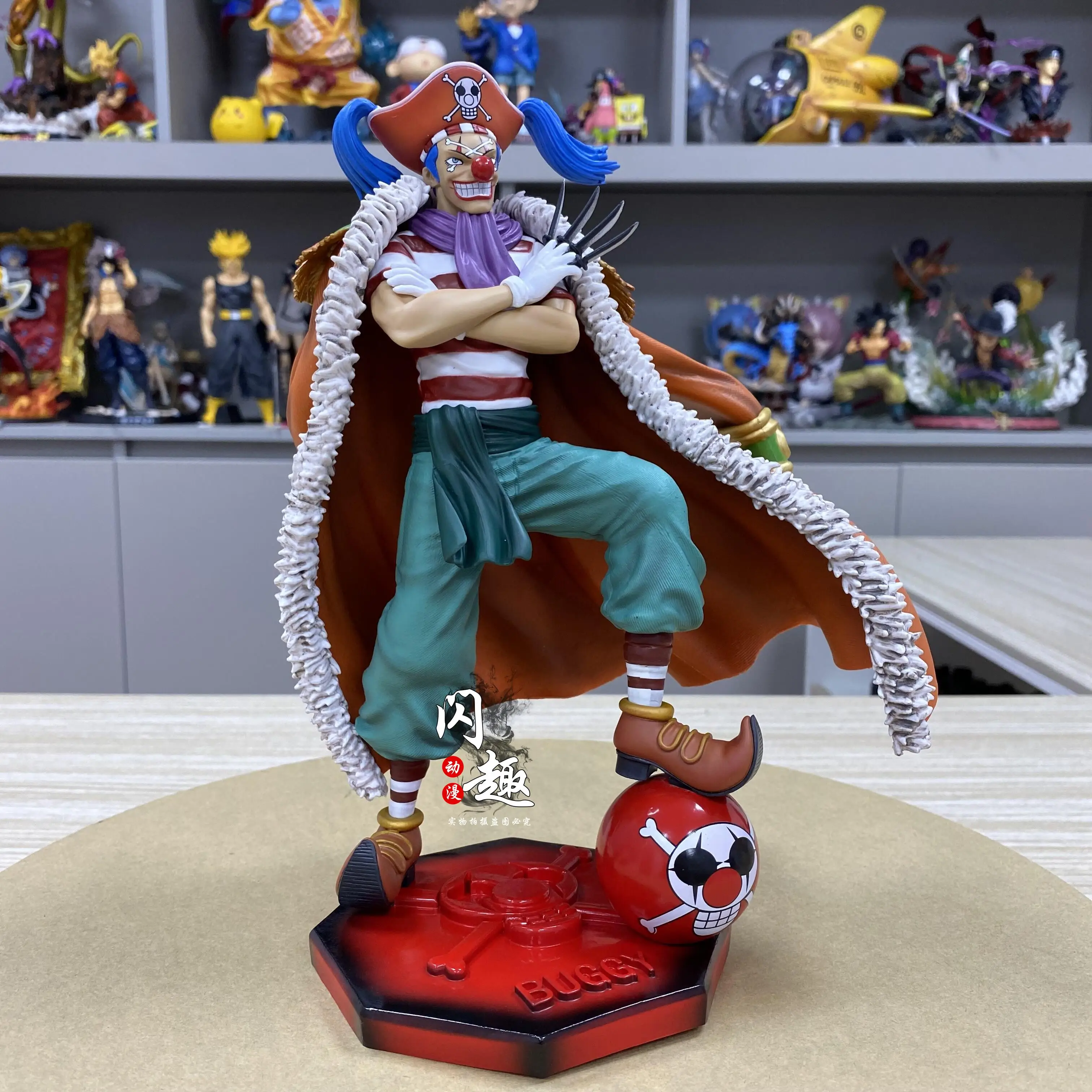 New 26cm One Piece Buggy Anime Figure Yonko 4 Emperor Gk Action Figure Pvc  Figurine Statue Model Collection Decor Toy Christmas
