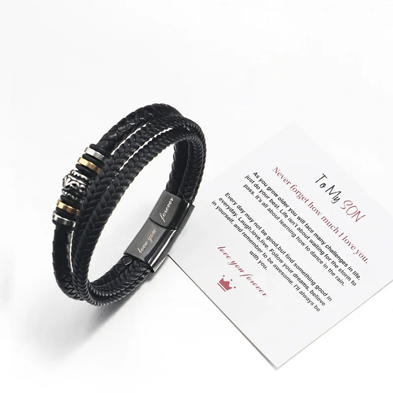 Bracciale Uomo In Pelle Intrecciata Marrone Con Incisione 'Love You Forever' E Nodo Infinito, Regalo Per Papà, Marito, Fidanzato