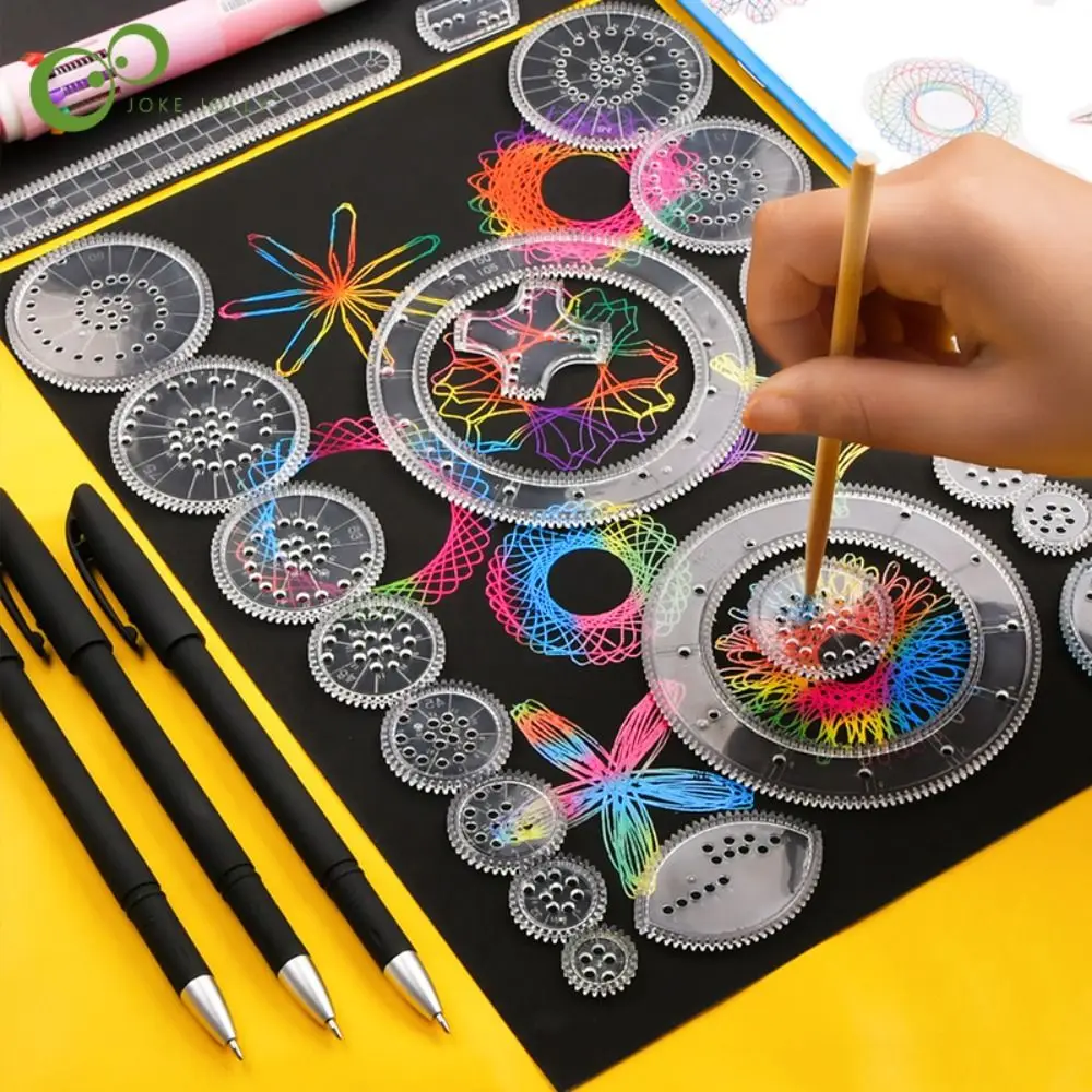 

Drawing Toys Set Geometric Ruler Special Stationery Drawing Ruler Arts Craft Drawing Kit Interlocking Gears Wheels Spirograph