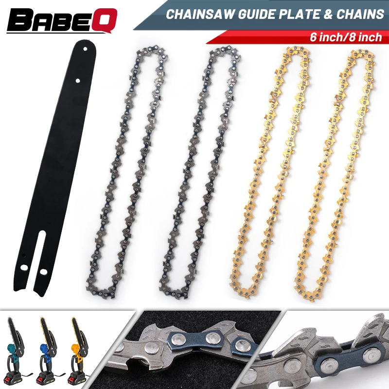 6 /8 Inch Chainsaw Guide Bar Saw Chain Set Electric Saw Accessory Replacement for Brushless Electric Saw Wood Cutter Spare Chain