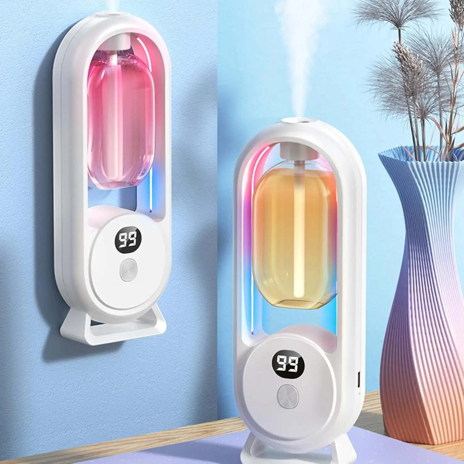 Essential Oil Wood Scent Diffuser Wall Mounted Rechargeable Timed Spray Humidifier Wireless Air Freshener Bedroom Large Room