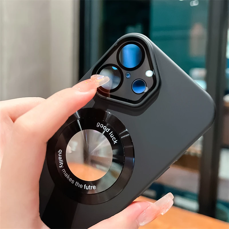 Custodia ultra sottile rigida in PC opaco per iPhone 16 15 14 Plus 13 12 11 Pro Max con logo trasparente magnetico per la ricarica wireless Magsafe_voghion.com