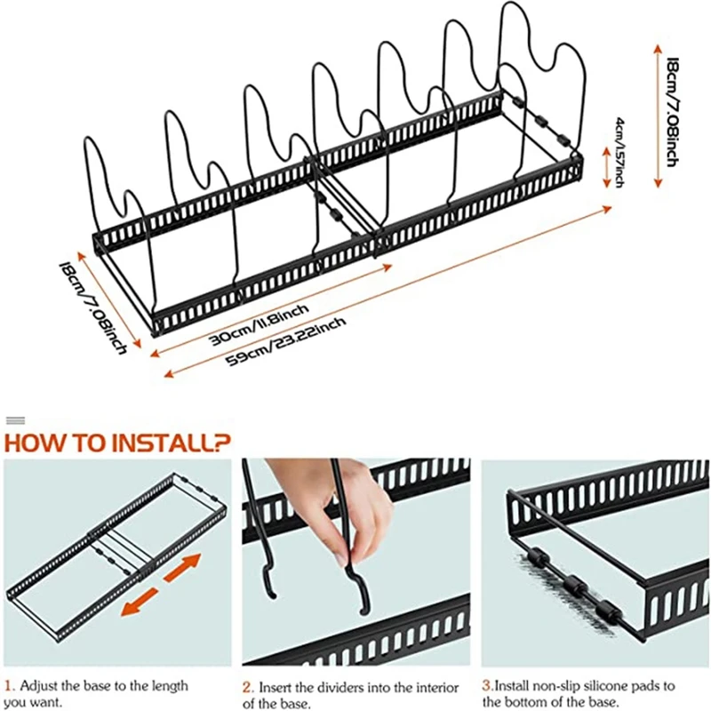 Kitchen Adjustable Retractable Stand For Plates Utility Kitchenware Storage Rack  Pan Pan Rack Dish Drying Rack