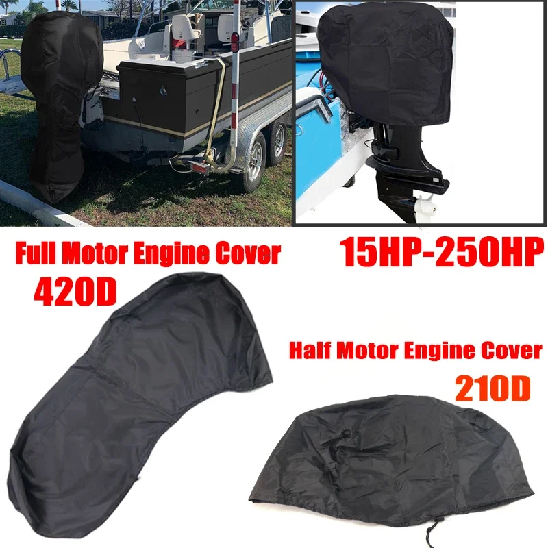 420D 6-225HP Yacht Full Outboard Motor Engine 210D 15-250HP Half Boat Cover Anti UV Dustproof Engine Protection Waterproof Marin rabbit hutch cover weather rain waterproof heavy duty guinea pig pet easipet cages bunny house rain covers 210d oxford cloth
