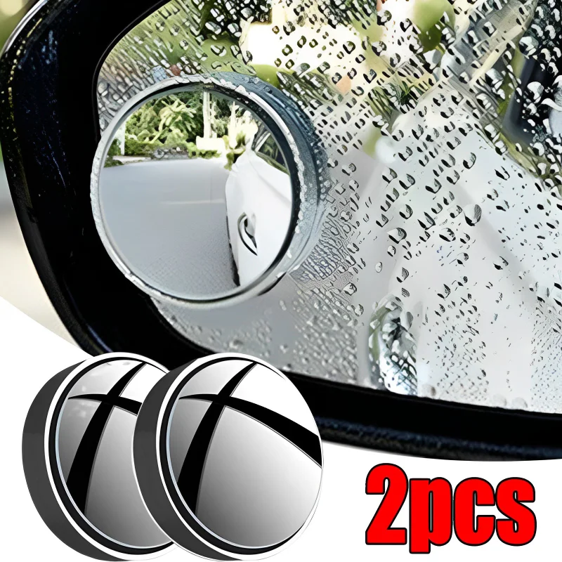 2pcs Car Suction Cup Mount Auxiliary Rearview Mirror 360 Degree