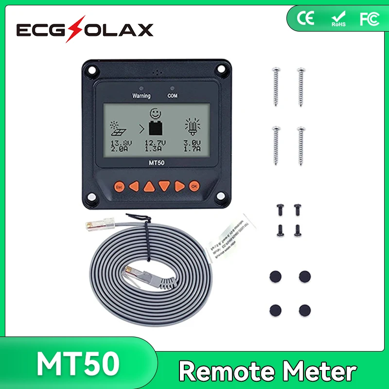 Дистанционный измерительный прибор EPever MT50 для контроллера заряда солнечной батареи EPever MPPT, трассировщик серии MT-50, дистанционный измерительный прибор с ЖК-дисплеем