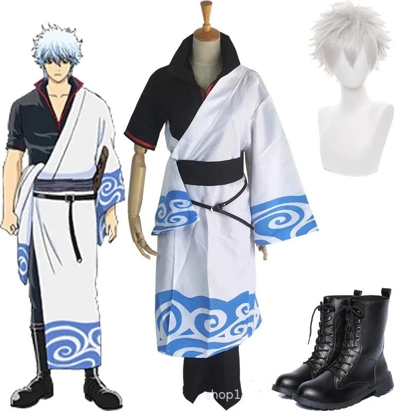 

Anime Gintama Cosplay Costumes Sakata Gintoki Cosplay Costume Kimono Halloween Carnival Party Silver Soul Cosplay Costume Wigs