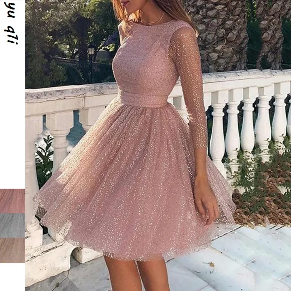 

2024 Women's Fashion Long Sleeve Dress High Waist Evening Gown Cocktail Party Dress Women's Fashion Outfit