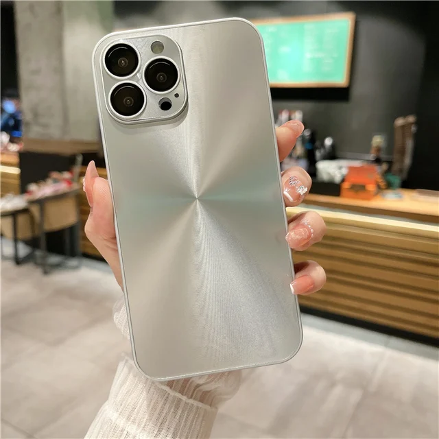 Luxury Dazzling CD Line Square Silicone Frame Lens Protective Phone Case