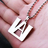 Fashion Simple Silver Color A Logo Letter Stainless Steel Pendant Necklace My This Hero Academia Jewelry Gifts 2