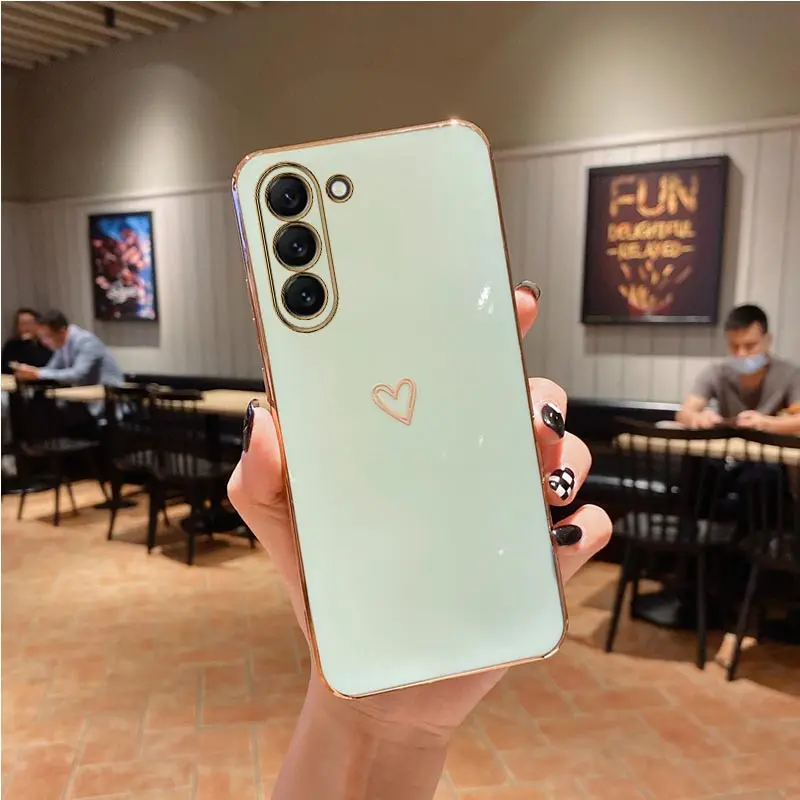 Luxury Love Heart Plating Phone Case - Elegant Back Cover