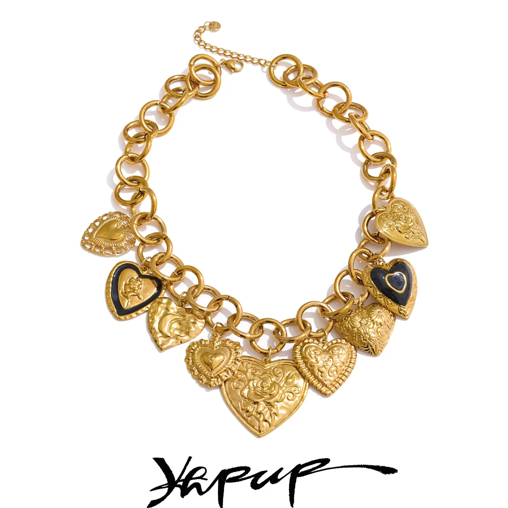 Yhpup Heart Pendant Necklace 18K Gold PVD Plated