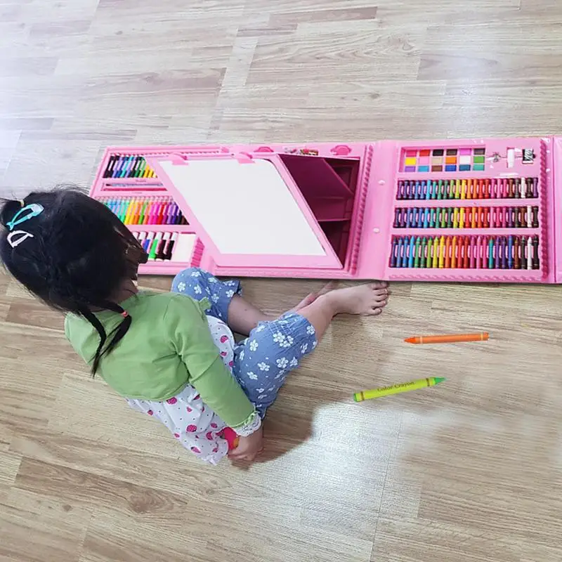 Art Supplies Kit Oil Pastels Crayons Colored Pencils Markers 208pc