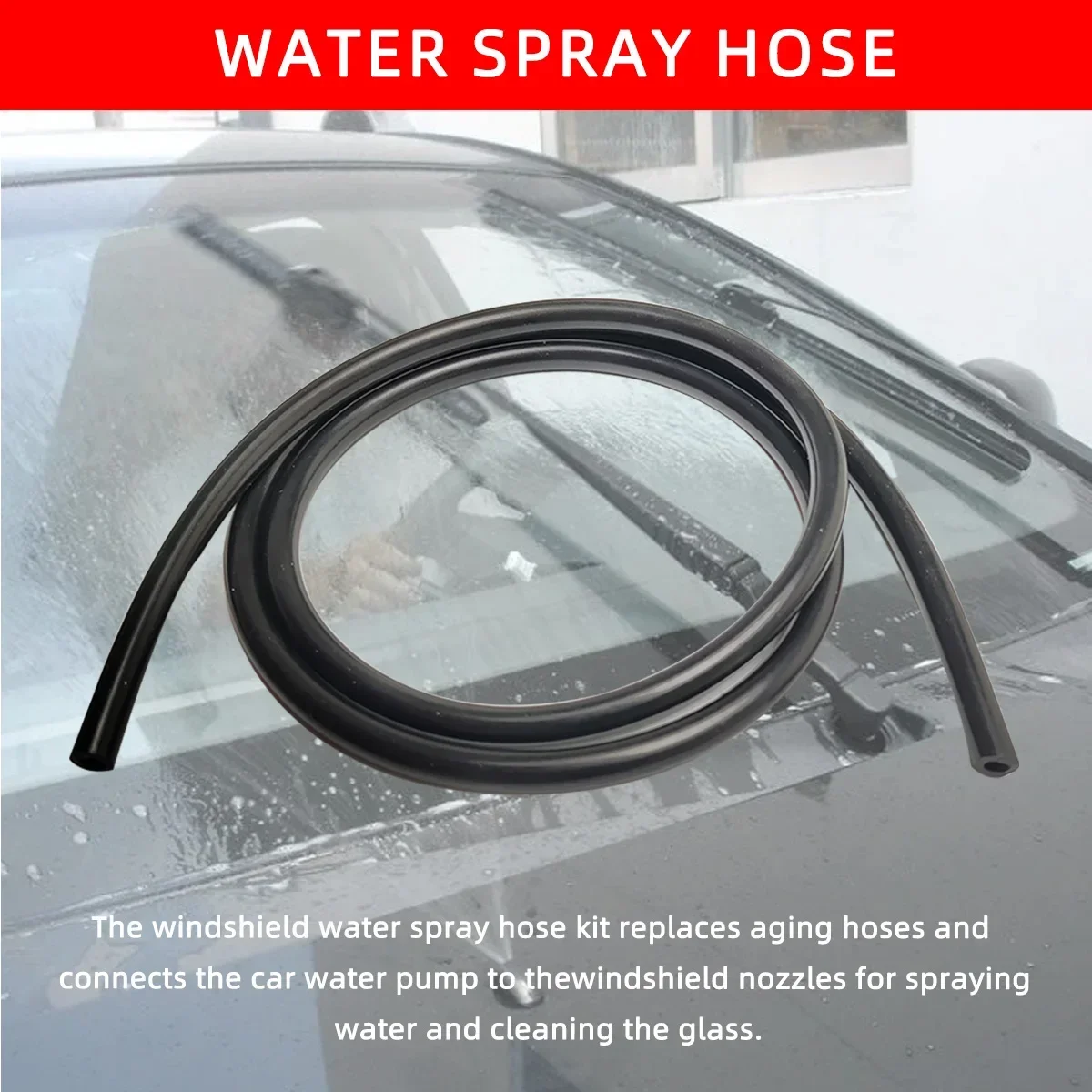 Universal 1/2/3/4m Windshield Washer Nozzle Hose Tube with Connector for Car