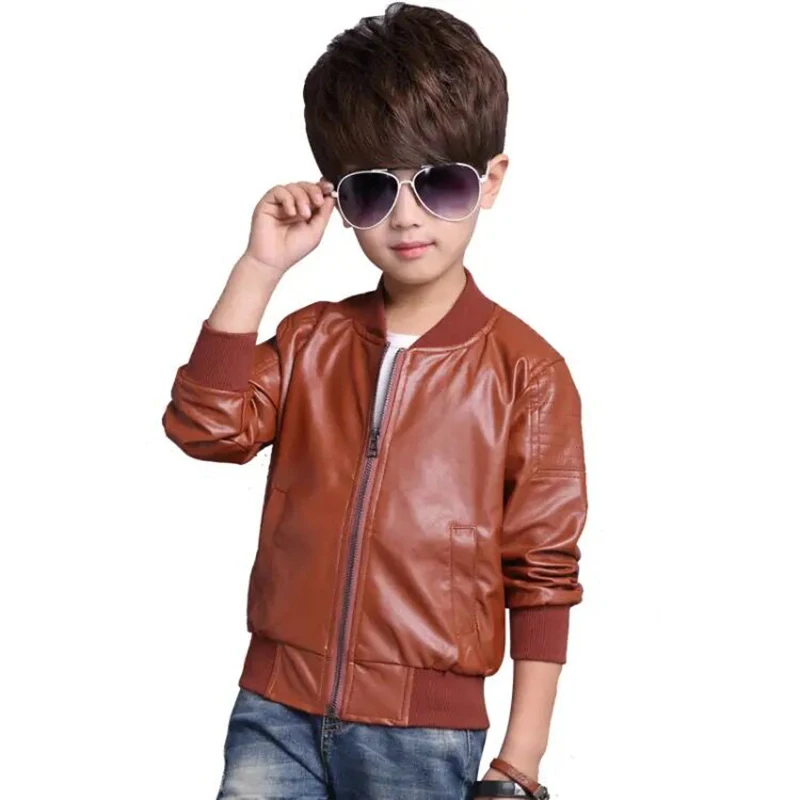 

New Arrived Boys Coats Autumn Winter Fashion Korean Children's Plus Velvet Warming Cotton PU Leather Jacket For 1-14Y Kids Hot