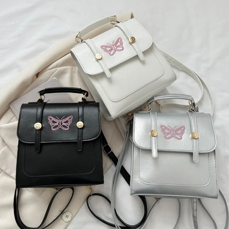 

Книжные сумки с вышивкой ButterflyDesign, большой вместительный рюкзак, школьные рюкзаки для девочек-подростков, женщин, рюкзак