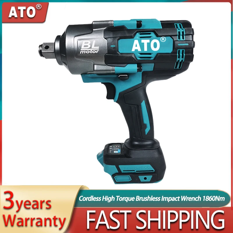 

ATO Power Tools Brushless Cordless Impact Wrench 3/4 High Torque Electric Impact Wrench 1860NM For Makita 18V Battery