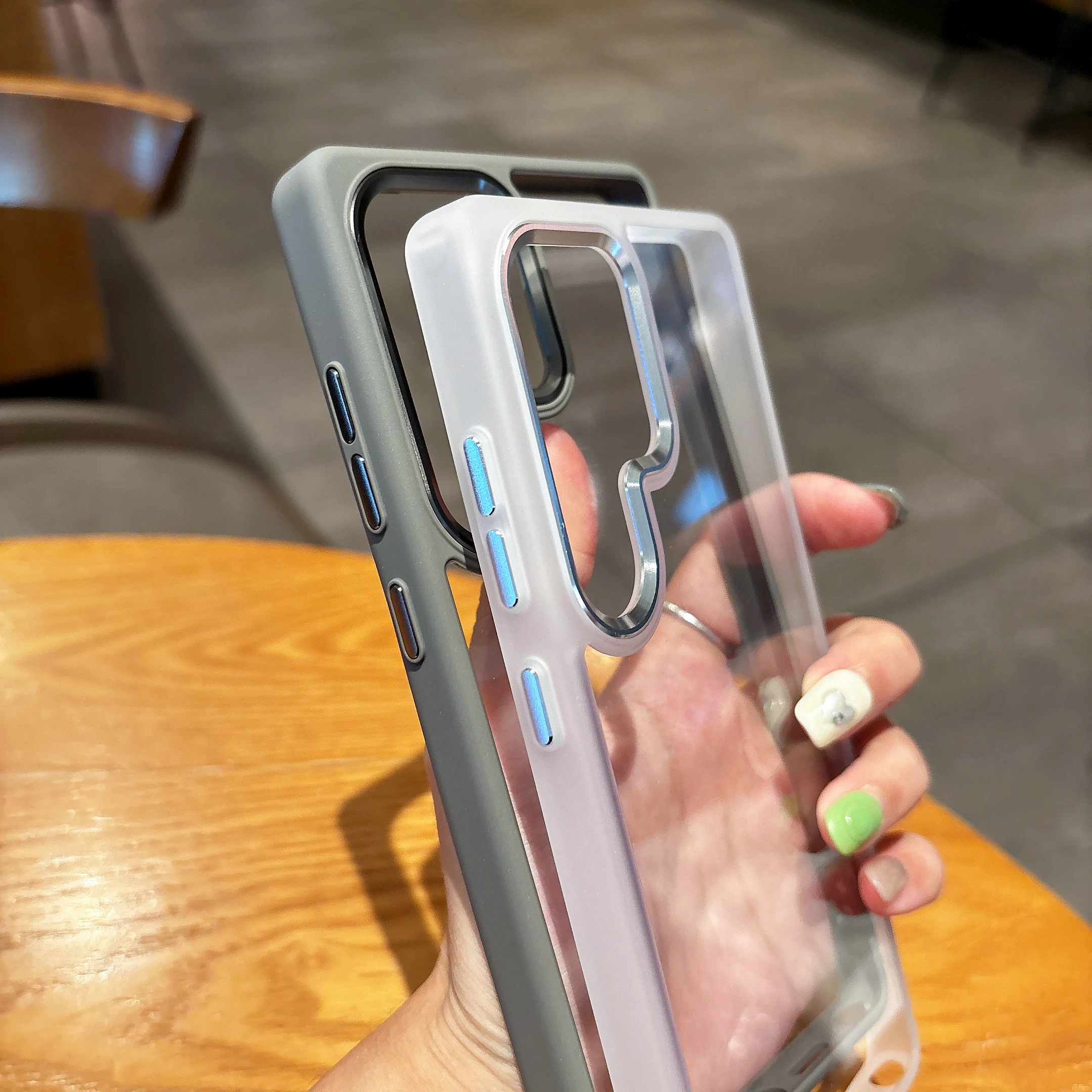 Luxury Slim Clear Shockproof Phone Case with Metal Lens Protection & Transparent Acrylic Back