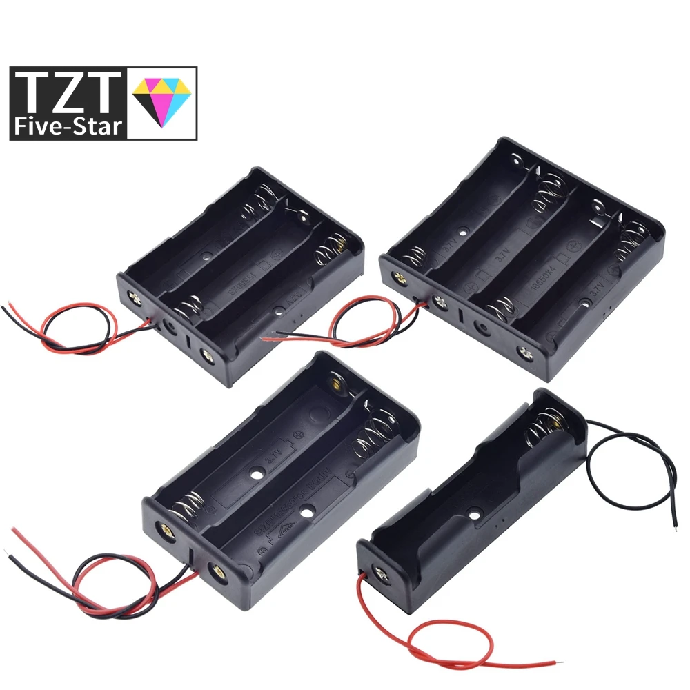 Black Plastic 1x 2x 3x 4x 18650 Battery Storage Box Case 1 2 3 4 Slot ...