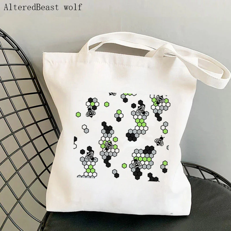Women Shopper bag Bi Pride Bees Printed Kawaii Bag Harajuku Shopping Canvas Shopper Bag girl handbag Tote Shoulder Lady Bag