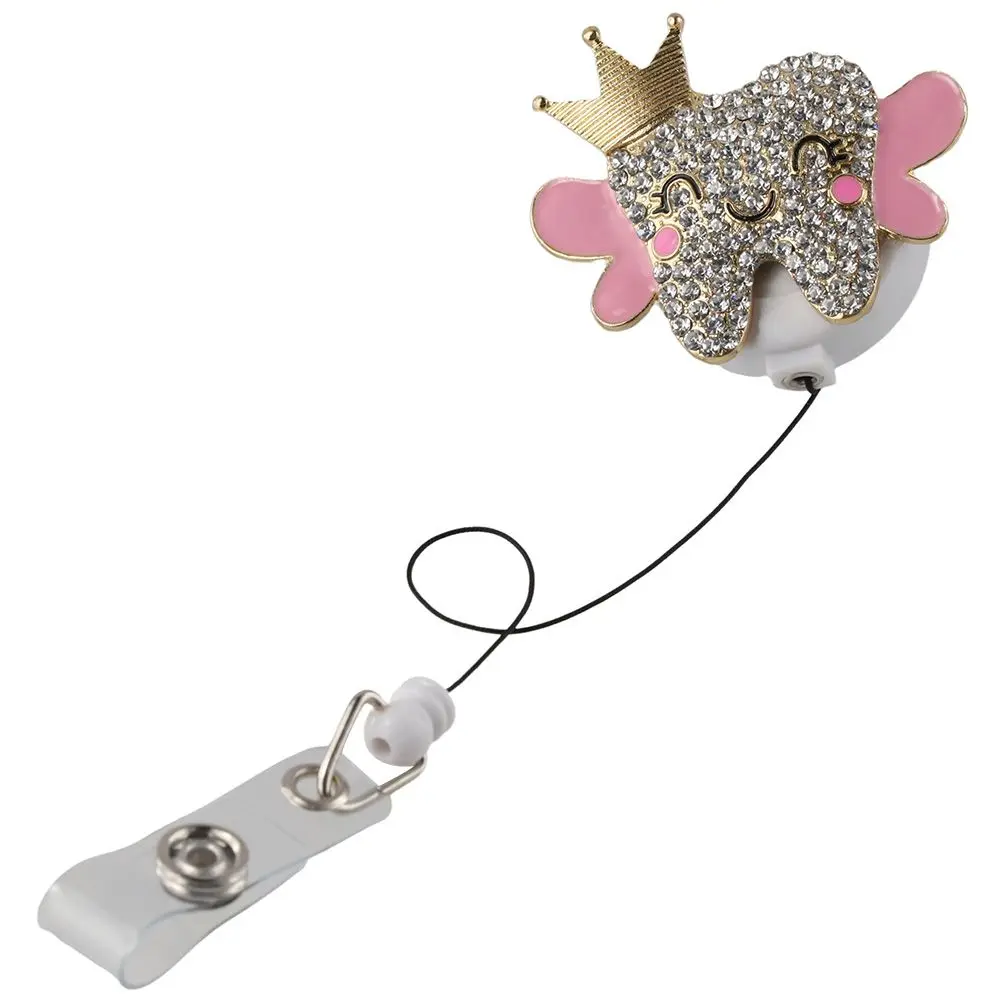 Diamond Teeth Retractable ID Card Holder, Badge Scroll Buckle ID Card ...