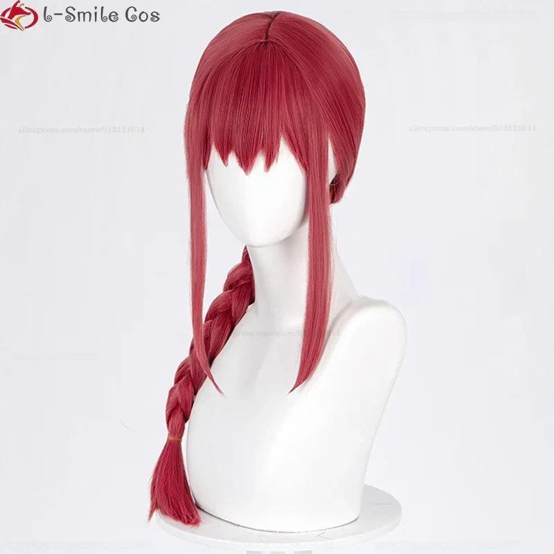 Makima Cosplay Perücke – Rote Anime Wig, Hitzebeständig, Synthetisch, Halloween 5
