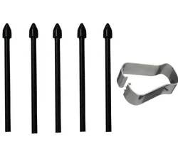 Deluxe Touch Stylus Tips Set with Metal Clip - Premium S Pen Accessories (5 - Pack) (Black)