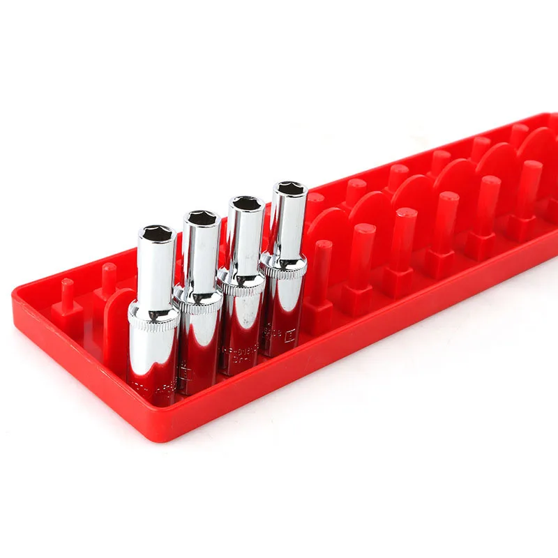 3Pcs Sae Socket Head Storag Organizere British System 1/4" 3/8" 1/2" Red Shelf Stand Socket Wrench Holders Easy To Find 6