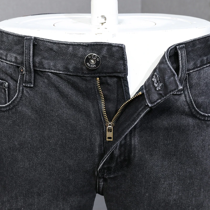 Vintage Fashion Men Jeans High Quality Retro Black Gray Slim Fit Elastic Jeans Men Stretch Trousers Designer Denim Pants Hombre