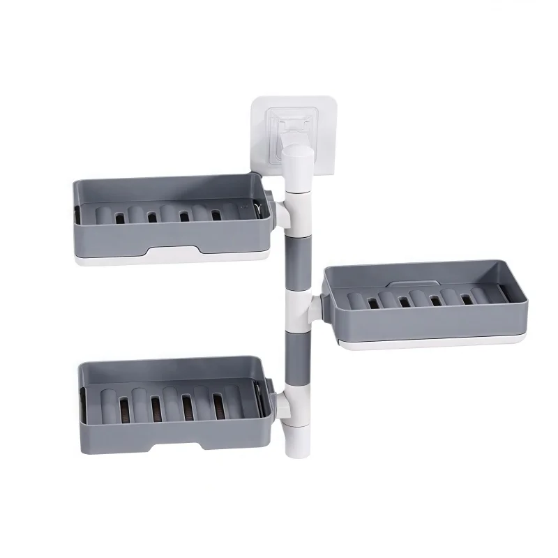 Rotary soap box Soap box perforation-free wall mounted drain storage rack multi-function dry and wet separation 6