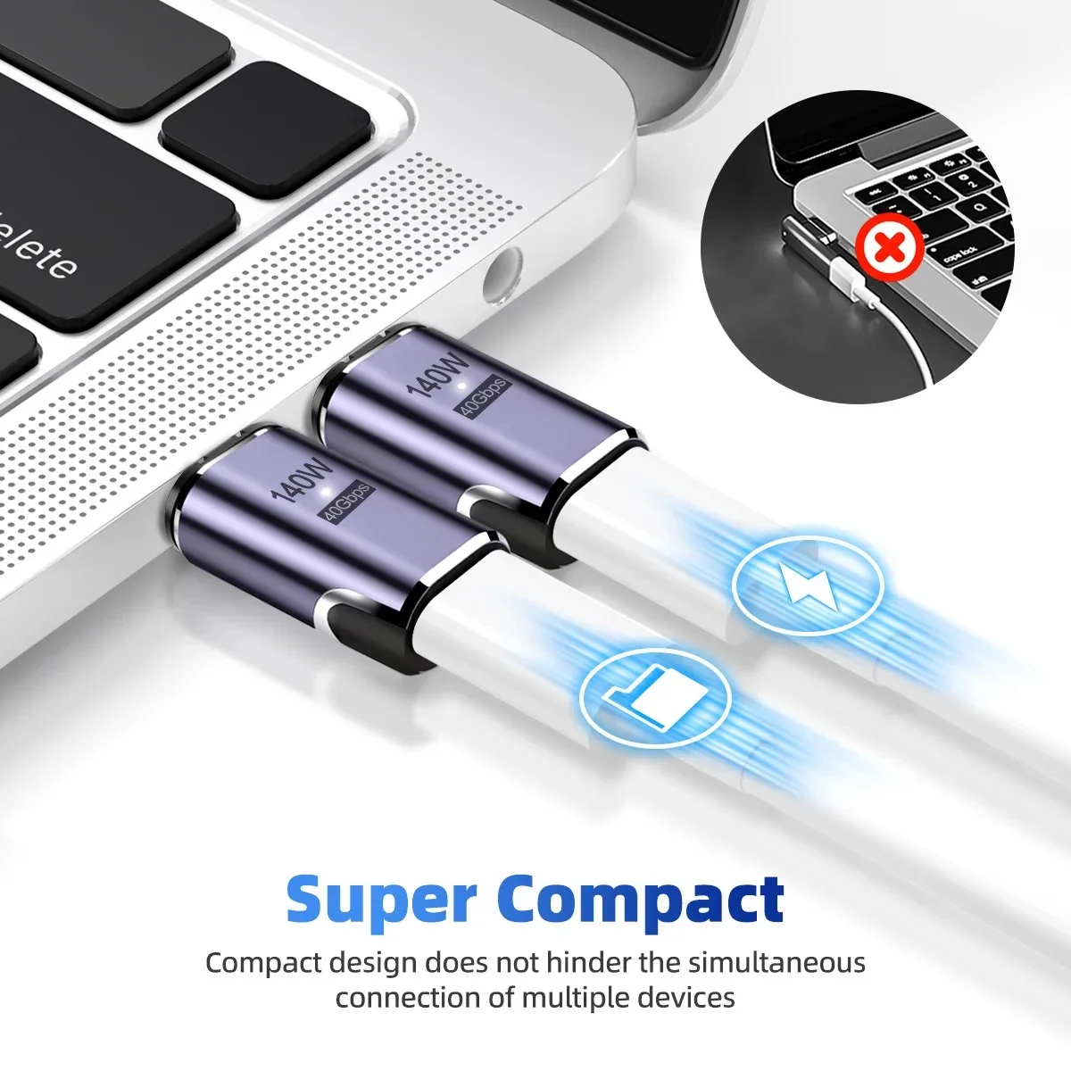 USB4.0 썬더볼트3 마그네틱 USB C to 타입 C 어댑터 140W 40Gbps 고속 충전 마그넷 충전 변환 케이블 8K@60Hz USB-C 어댑터