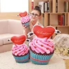Pink Cup Cake Plush Pillow Ice Cream Cherry Fruits Cookie Biscuit Cholocate Red Heart Cake Stuffed Food Pillow Lady Decor 3