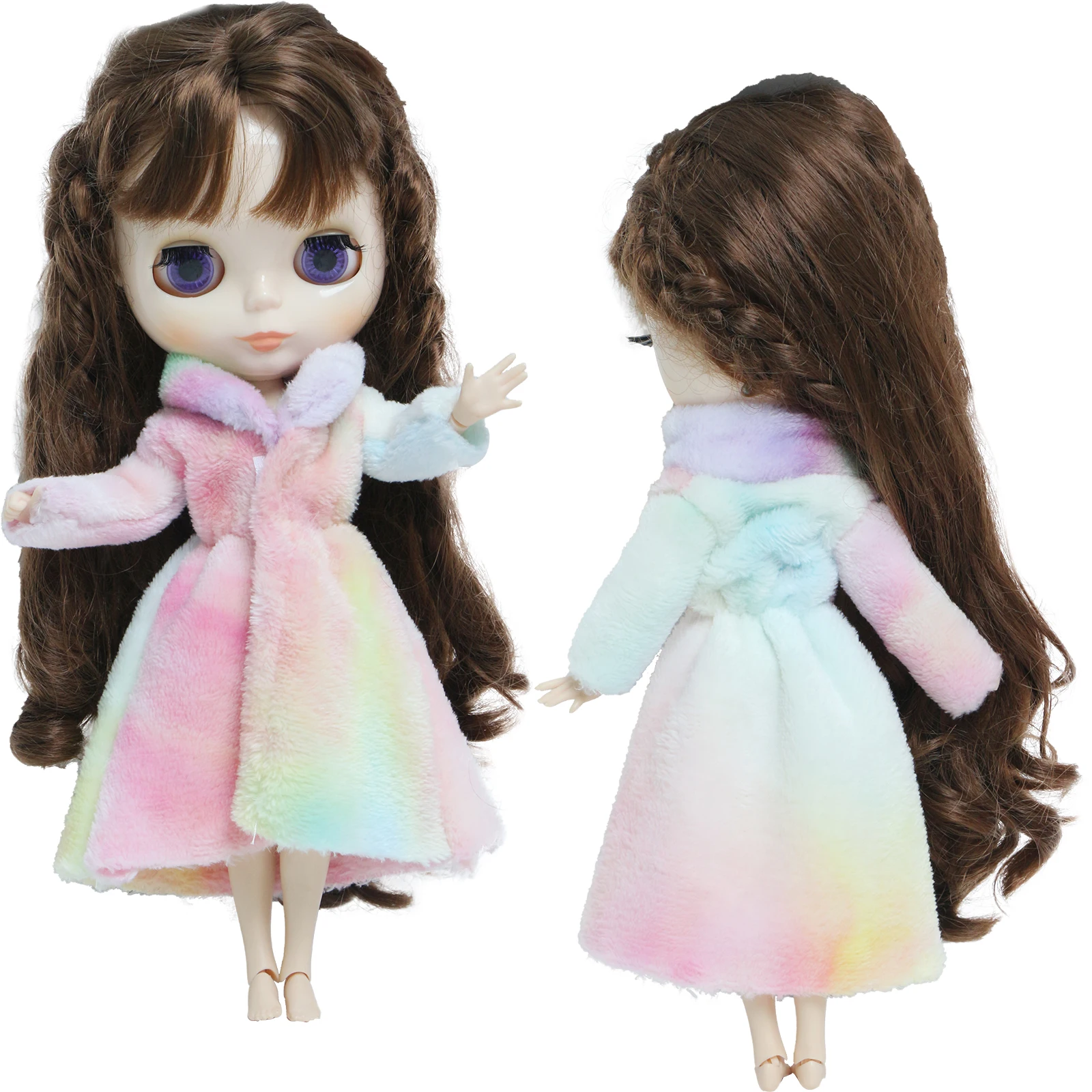 Plush Doll Accessories Barbie Doll Clothes Doll Clothes Accessories Doll Clothes Doll Accessories 1 Set Doll Coat Winter Robe Warm Fuzzy BathRobe Cute Clothes For 30cm Girl Doll 11.5 Inch Toy Accessories Toys Lot Color