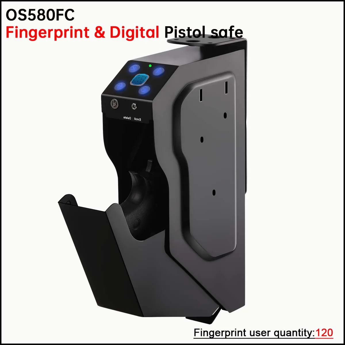 Biometrico fingerprint electronic digital password safety hidden gun pistol safe vault box case per auto money cash ospon