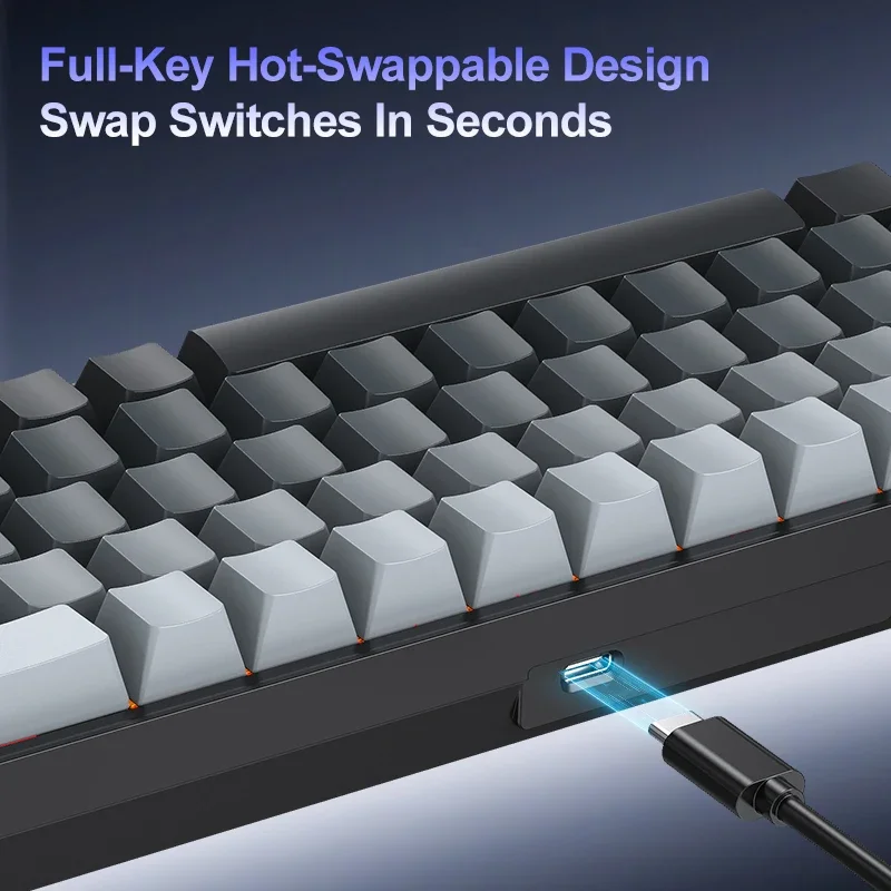 Enhanced Wired RGB Mechanical Keyboard with Hot-Swappable ABS Keycaps, 68 Keys