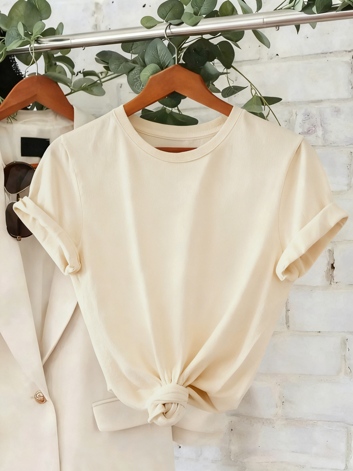 Womens Solid T-Shirts Summer Basic O-Neck Soft T Shirts Casual Comfortable Short Sleeve Tops Loose Woman Clothes Clearance Sale