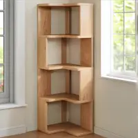 Solid wood corner bookshelf rack floor home living room corner multi-layer storage simple storage cabinet 4