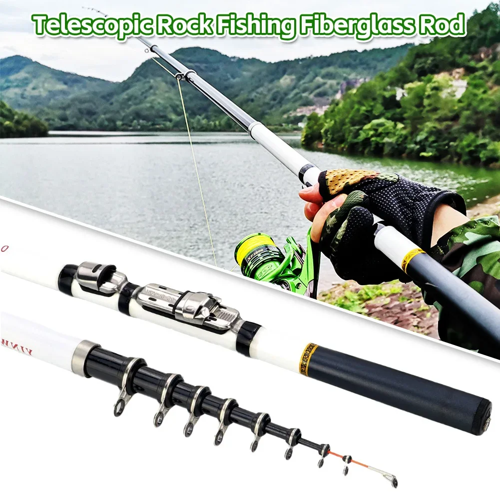 1.8-3M New Telescopic Fiberglass Rock Fishing Rod for Bass and Carp Fishing Fiberglass Rod Portable Ultralight Spinning Rod